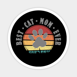 Best Cat Mom Ever Retro Sunset Vector Graphics Magnet